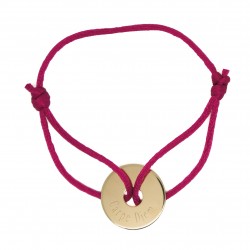 Bracelet personnalisé Bulle de tendresse sur cordon de satin - Plaqué or