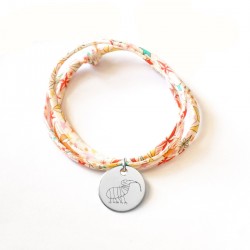 Bracelet gravé Liberty dessin d'enfant 3 tours Argent