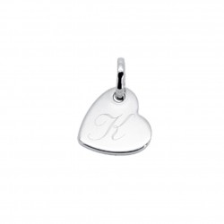 Pendentif gravé mini coeur penché - Argent