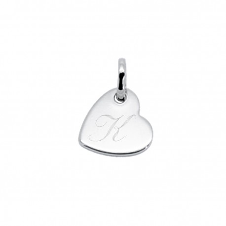 Pendentif gravé mini coeur penché - Argent