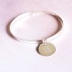 Bracelet jonc et médaille gravée en argent