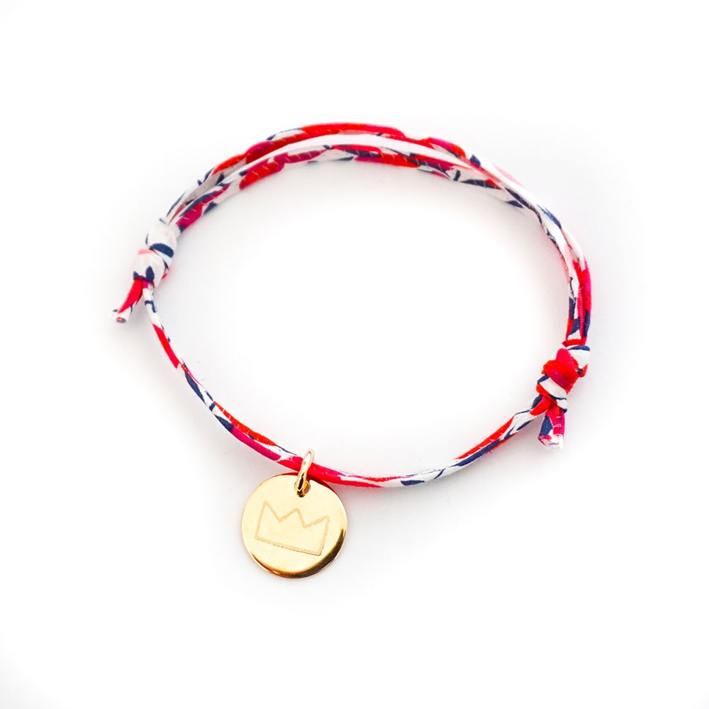 Bracelet Enfant Grave Avec Prenom Ou Dessin En Liberty Et Plaque Or