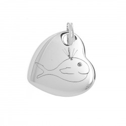 Pendentif personnalisé coeur décentré - Argent