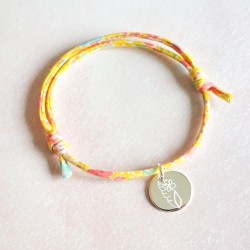 Bracelet personnalisé enfant médaille 15 mm et Liberty - Argent
