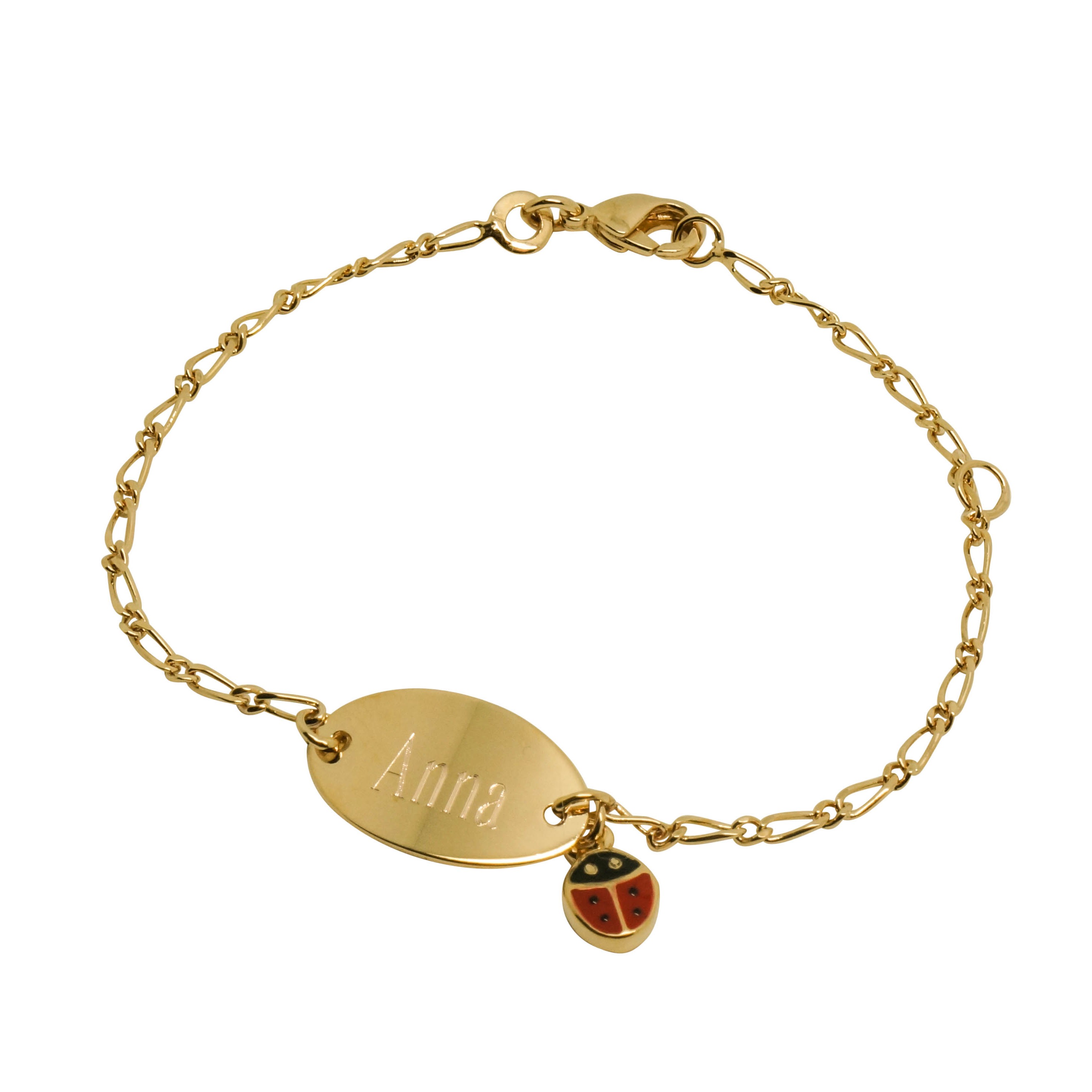 Gourmette coccinelle enfant en plaqué or