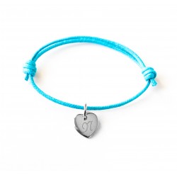 Bracelet personnalisé enfant Mini Coeur sur cordon - Argent