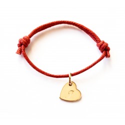 Bracelet personnalisé enfant coeur décentré et cordon