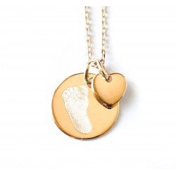 Collier personnalisé médaille et coeur - Plaqué or