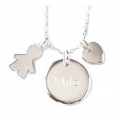 Collier personnalisé 1 Bout'Chou et mini Coeur - Argent