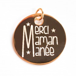 Pendentif rond XXL gravé prénom - Plaqué or